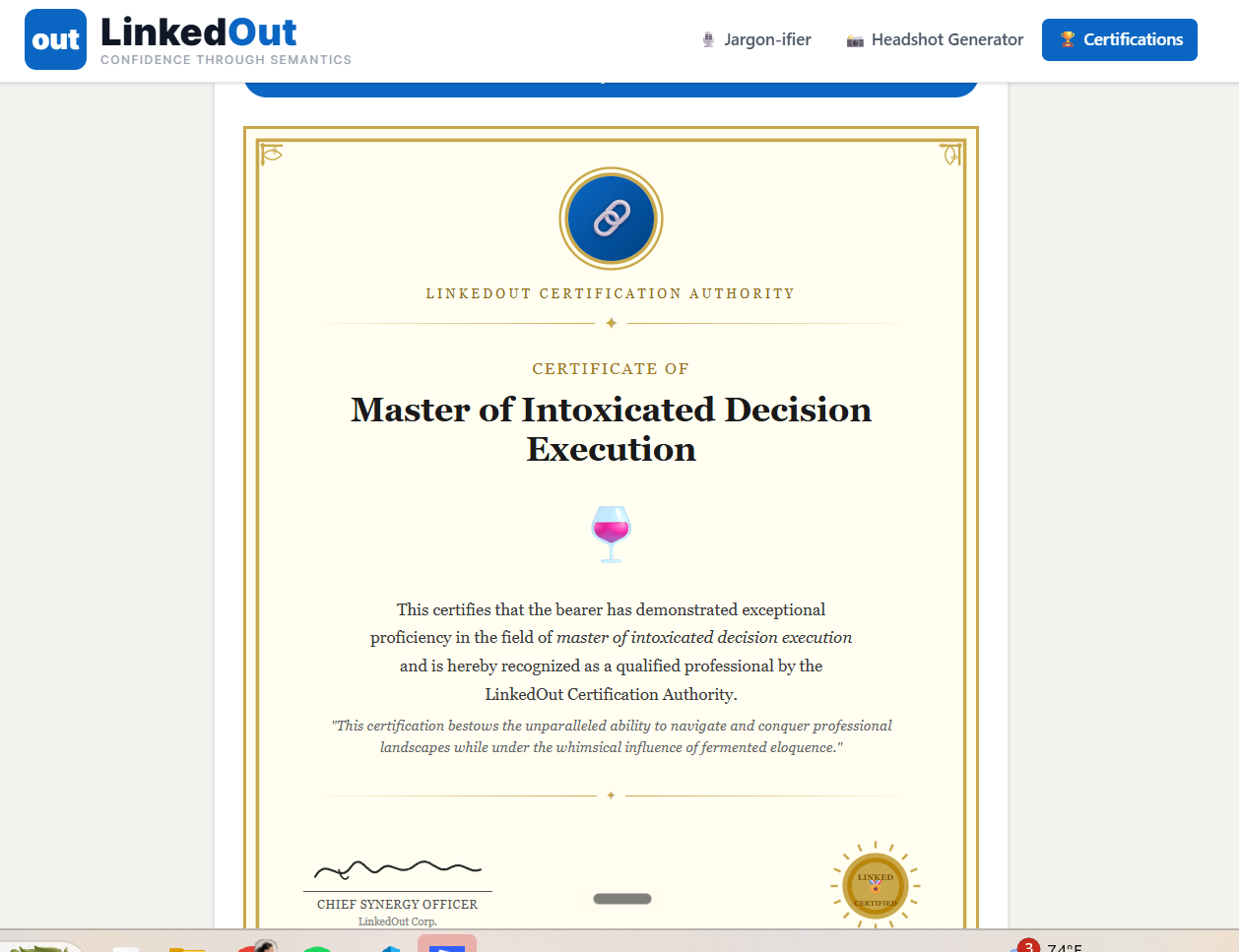 Certifications feature